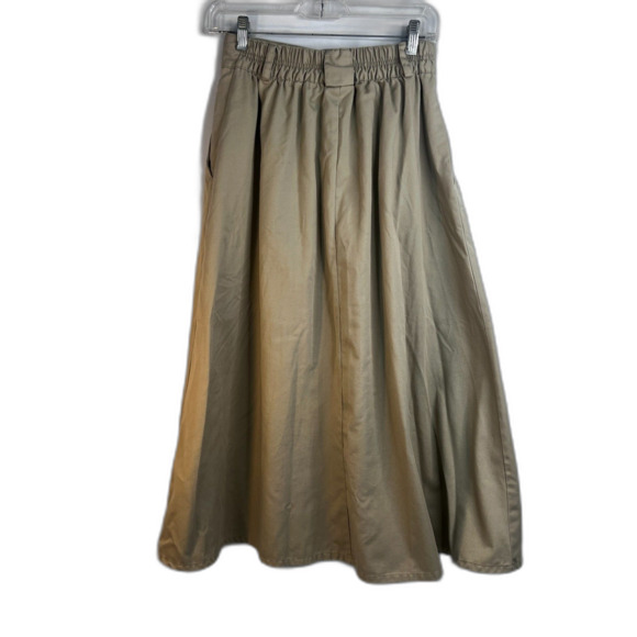 Cabin Creek Aline Button Front Maxi Khaki Skirt Earthy Effortless Neutral Size 8 - Picture 2 of 12